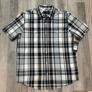 Hurley Black and White Checkered Button Down Shirt